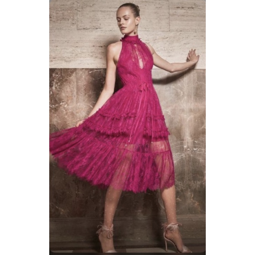 ALEXIS Magdalina Midi Dress Fuchsia Pink M